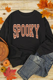 SPOOKY Round Neck Long Sleeve Sweatshirt - felvior