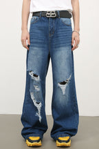 Men's Distressed Wide Leg Jeans