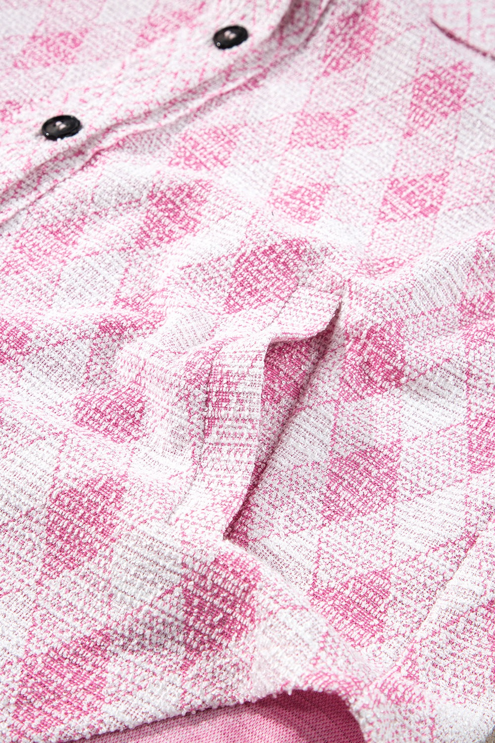 Geometric Print Textured Flap Pocket Shacket - felvior