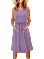 Full Size Round Neck Sleeveless Tank Dress Plus Size