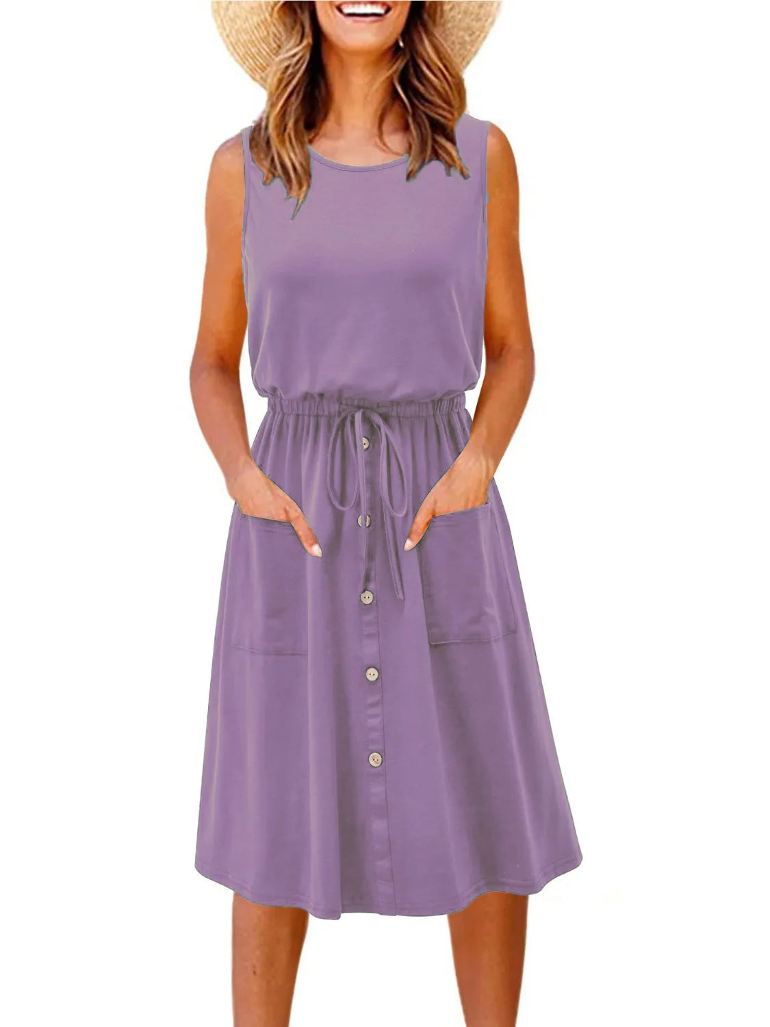 Full Size Round Neck Sleeveless Tank Dress Plus Size