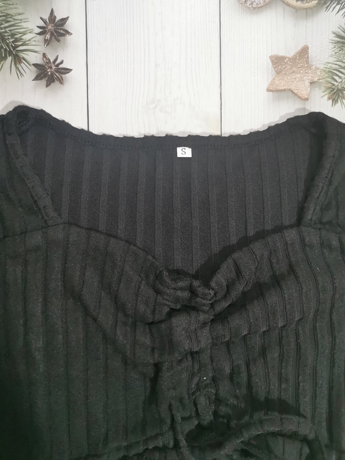 Drawstring Ruched Long Sleeve Ribbed Top - felvior