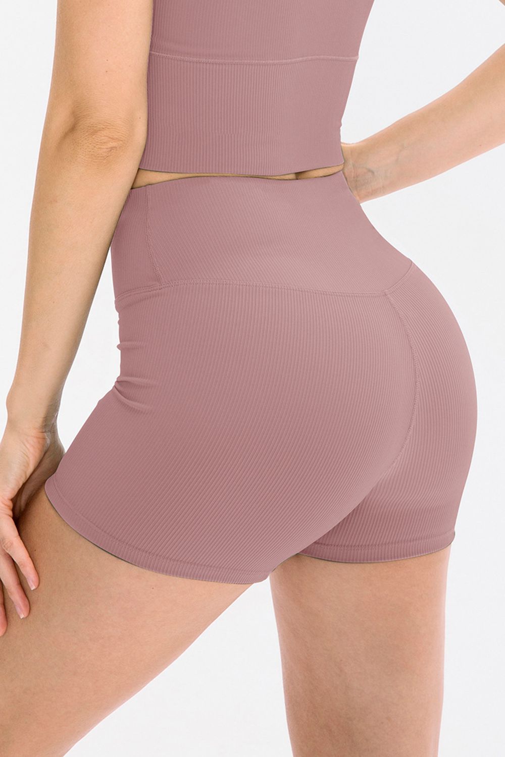 Slim Fit Wide Waistband Sports Shorts - felvior