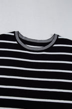 Striped Short Sleeve Knit Top