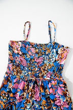 Floral Smocked Spaghetti Straps Wide Leg Jumpsuit