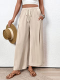 Perfee Drawstring Wide Leg Pants - felvior