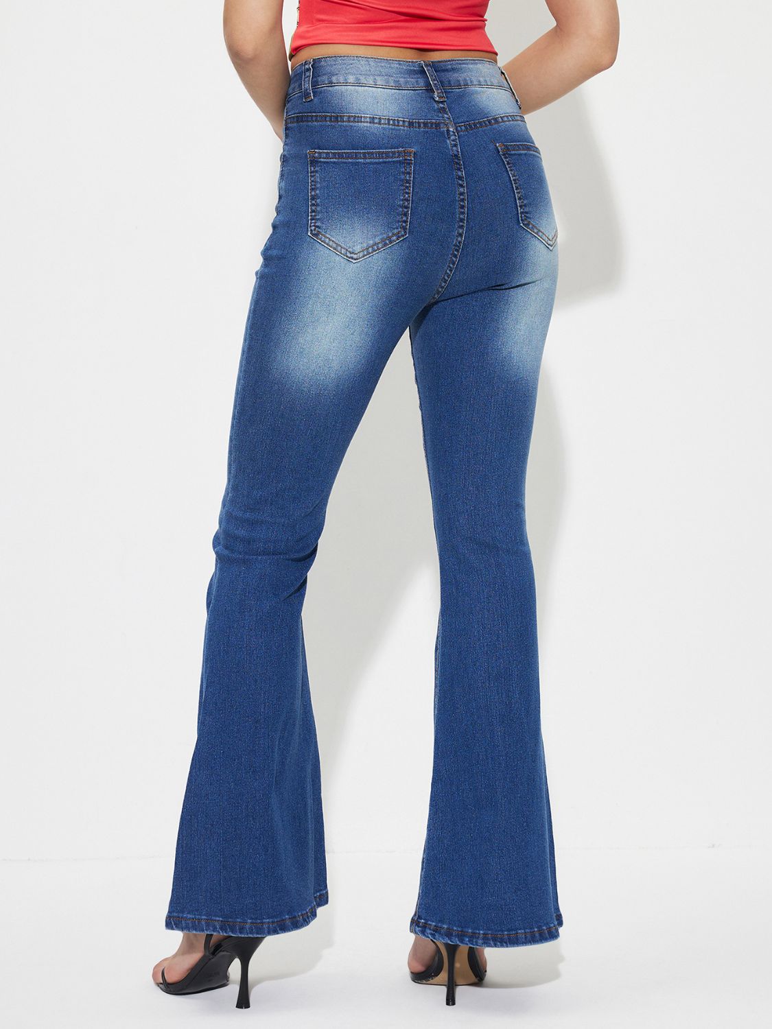Mid-Rise Waist Bootcut Jeans - felvior