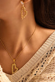 Stainless Steel Heart Earrings and Necklace Set - felvior
