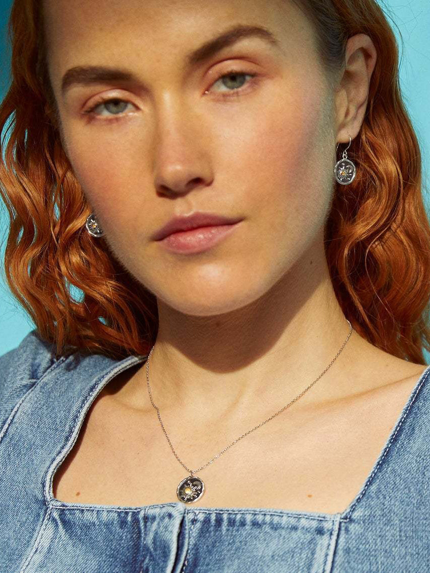 Alloy Inlaid Zircon Sun & Moon Necklace - felvior