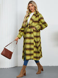 Contrast Double-Breasted Long Sleeve Longline Coat - felvior
