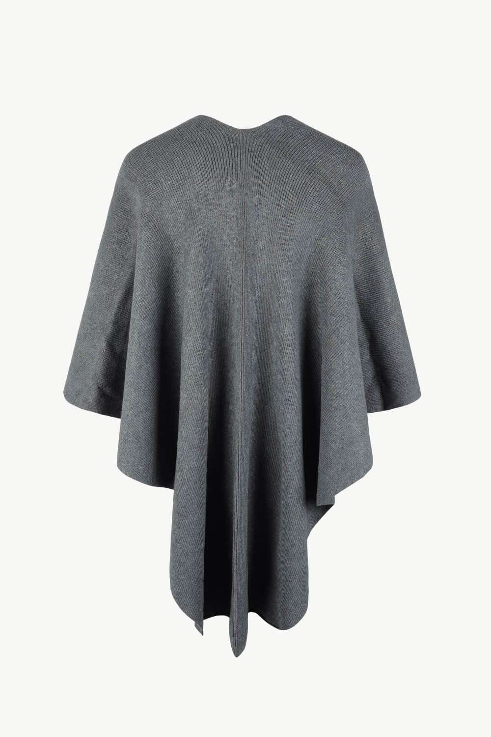 Surplice Neck Pom-Pom Trim Poncho - felvior