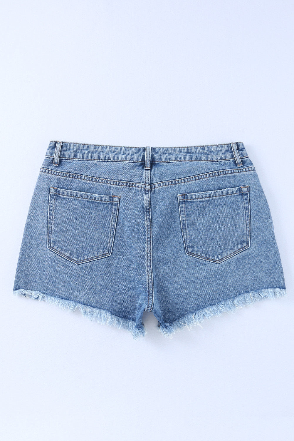 High Rise Crossover Waist Denim Shorts - felvior