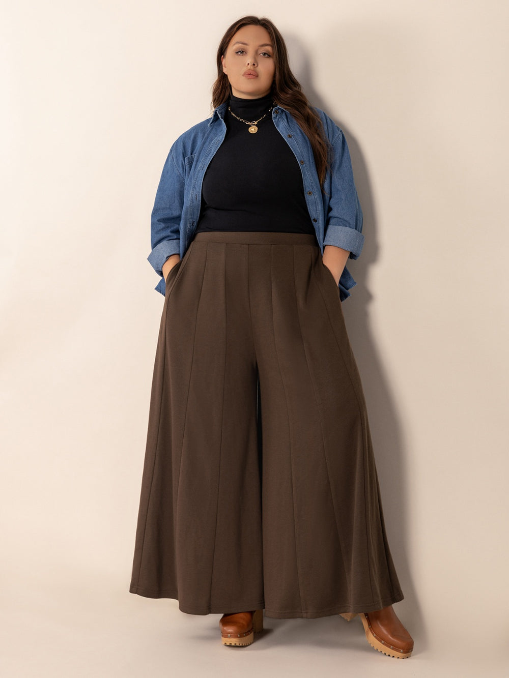 Plus Size Wide Leg Pants with Pockets