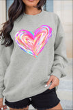 Valentine’s Day Heart Round Neck Drop Shoulder Sweatshirt - felvior