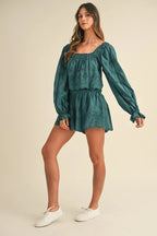 MABLE Embroidered Scalloped Lace Top and Short Set
