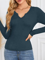 Notched Long Sleeve T-Shirt