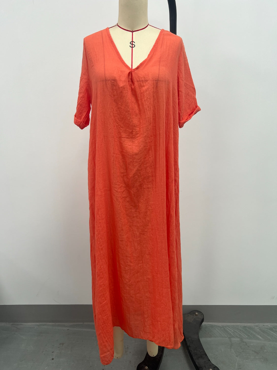 Full Size V-Neck Short Sleeve Midi Dress Plus Size