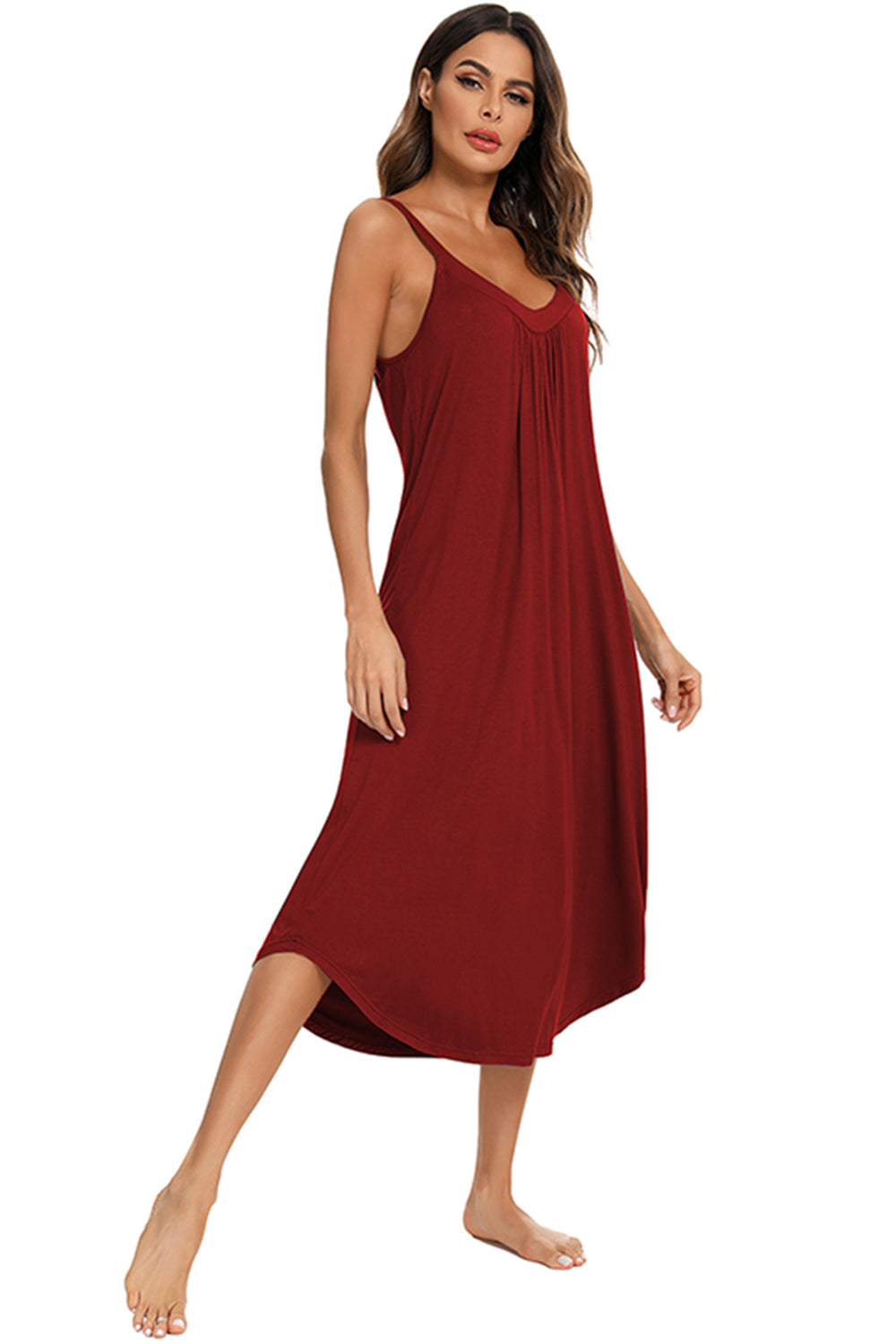 V-Neck Midi Lounge Dress - felvior