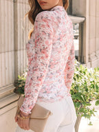 Floral Mock Neck Long Sleeve T-Shirt