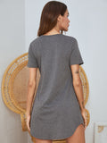 V-Neck Short Sleeve Lounge Dress - felvior