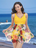Printed Wide Strap Two-Piece Swim Set - felvior