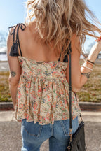 Floral Spaghetti Strap Peplum Cami
