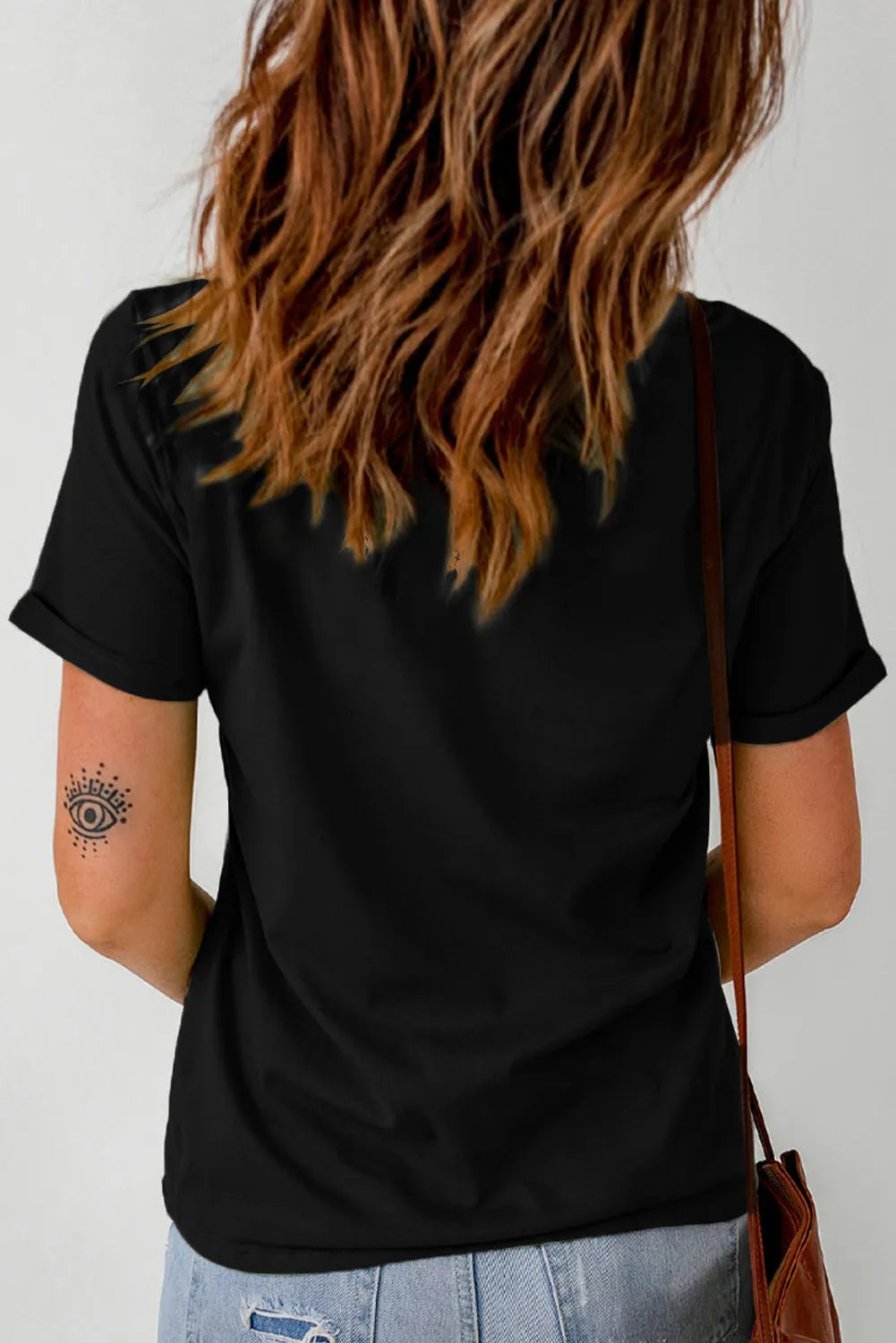 Letter Graphic Round Neck Short Sleeve T-Shirt - felvior