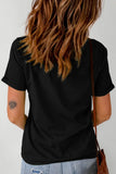 Letter Graphic Round Neck Short Sleeve T-Shirt - felvior