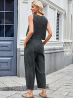 Plaid Sleeveless Top and Pants Set