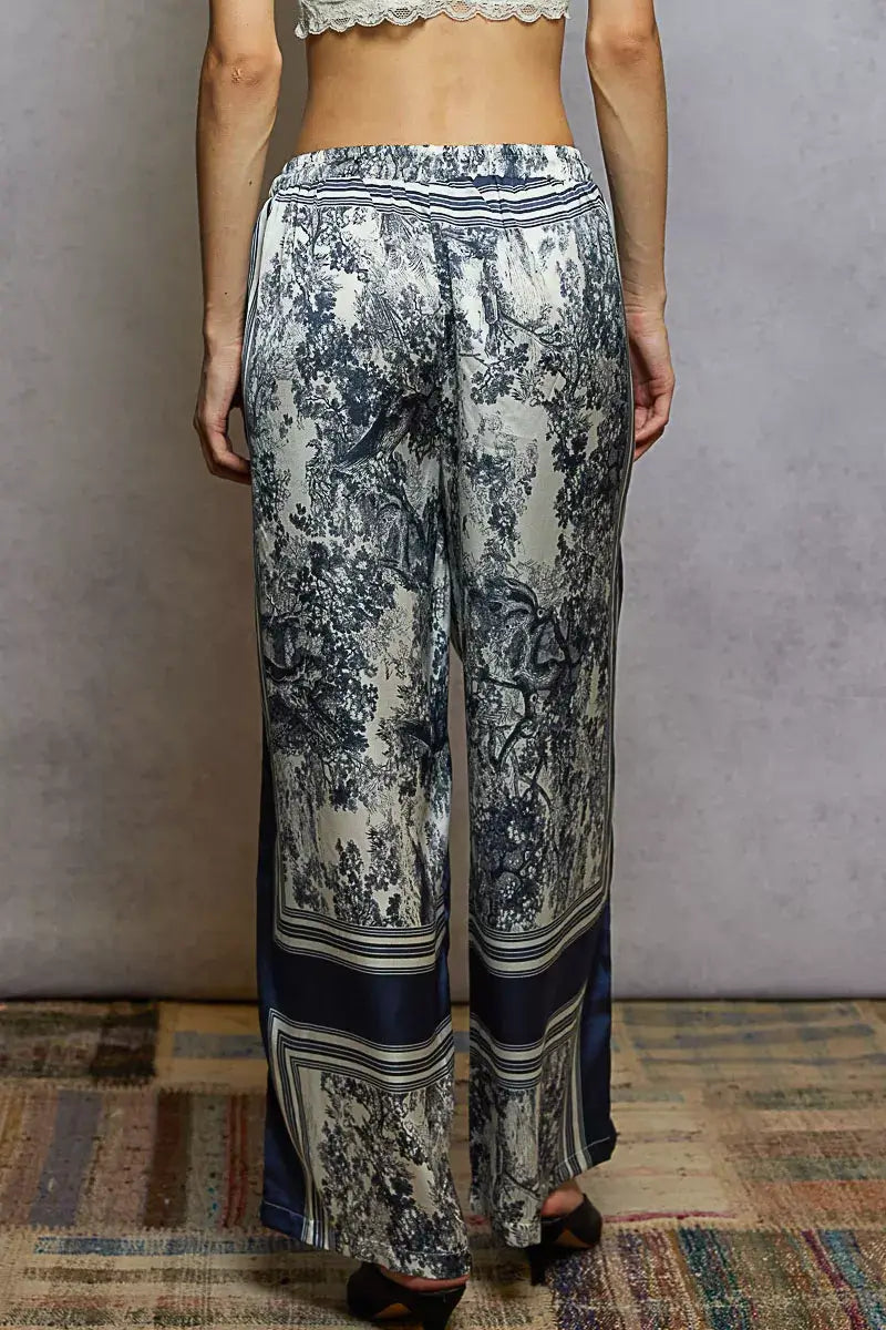 POL Floral Printed Woven Wide Leg Drawstring Pants