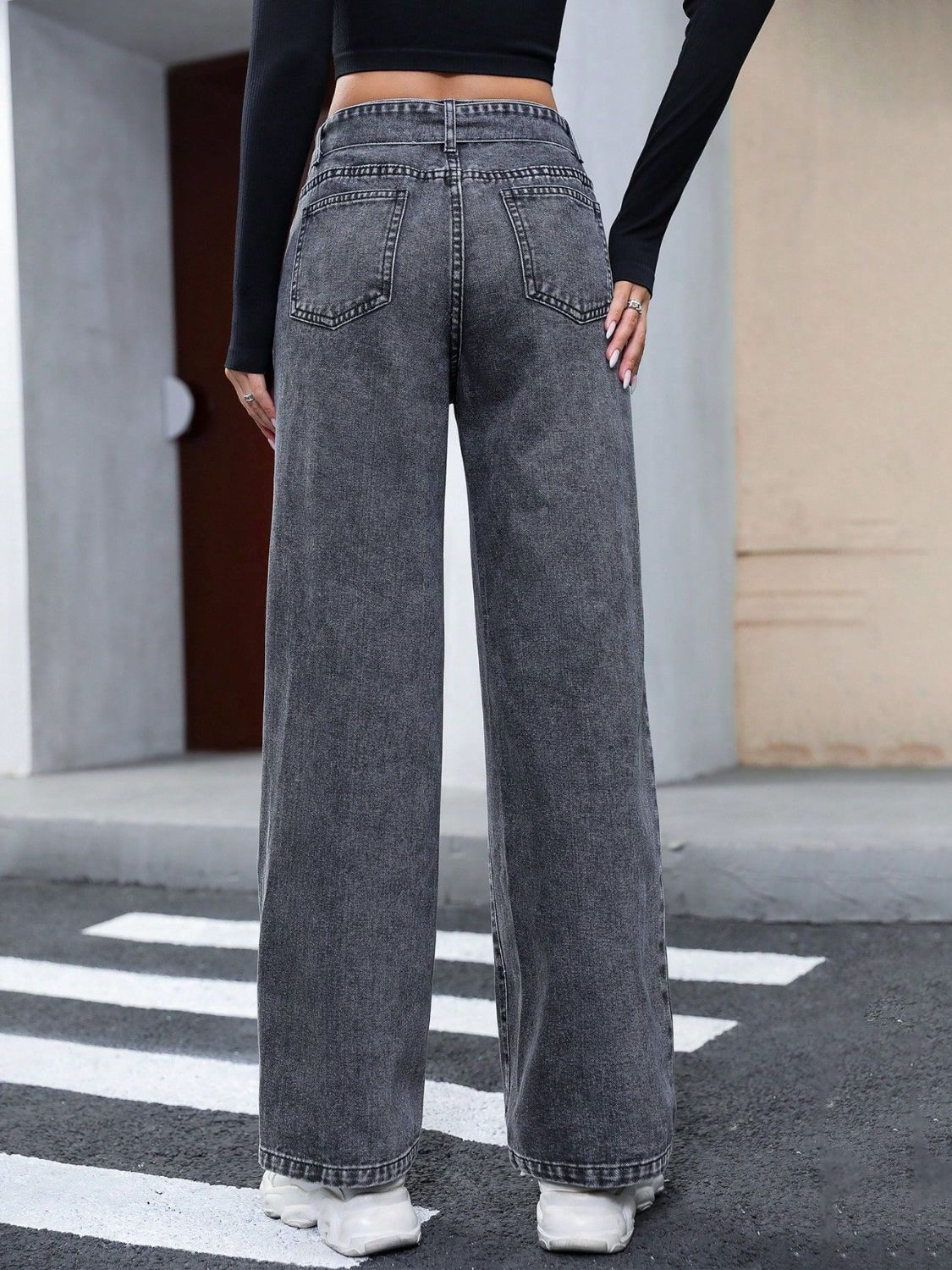 Tied Straight Leg Jeans with Pockets - felvior