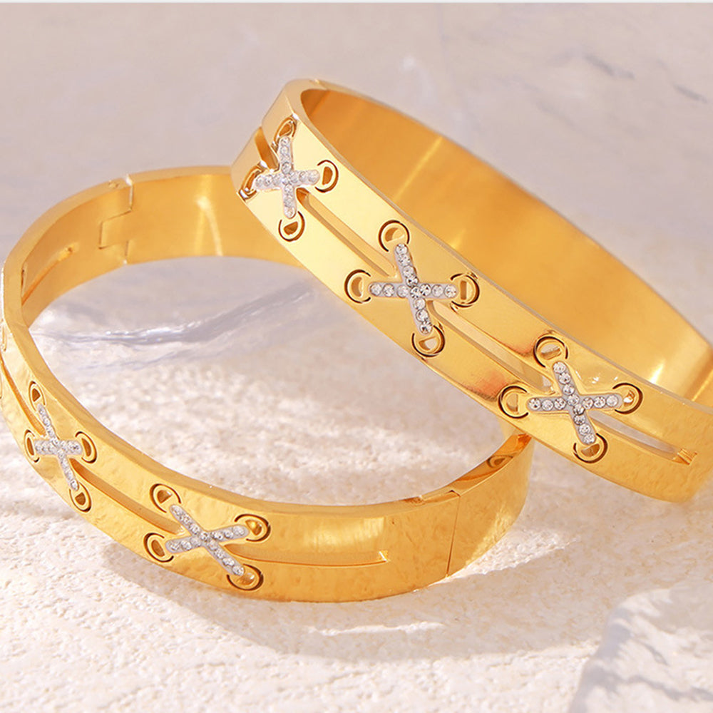 18K Gold-Plated Czech Diamond Bracelet - felvior