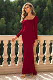 Square Neck Long Sleeve Dress - felvior