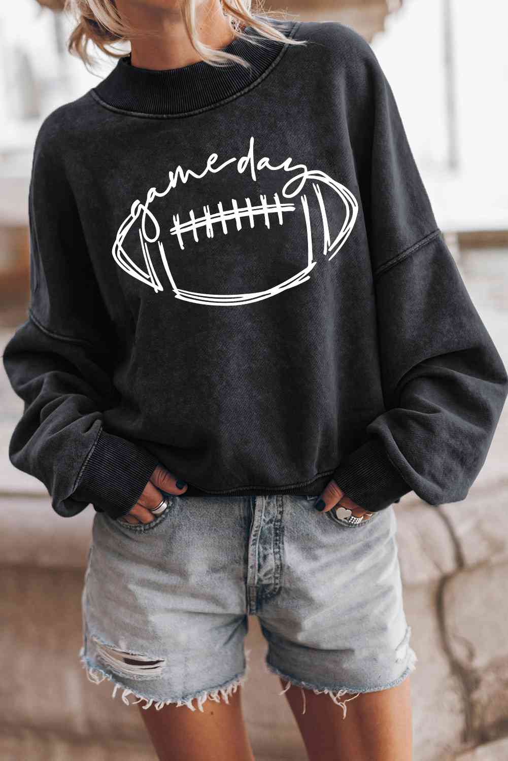 Round Neck Long Sleeve FOOTBALL Graphic Sweatshirt Hauptbild