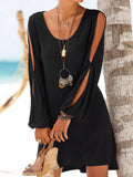 Cutout Long Sleeve Round Neck Dress - felvior