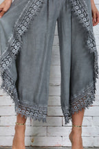 Full Size Lace Detail Wide Leg Pants Plus Size