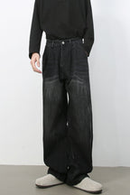 Men's High Waist Washed Jeans