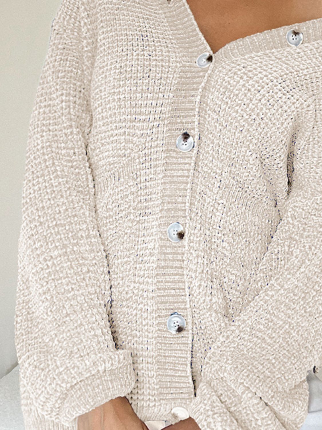 Pocketed V-Neck Button Up Cardigan - felvior