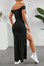 Off Shoulder Slit Maxi Dress