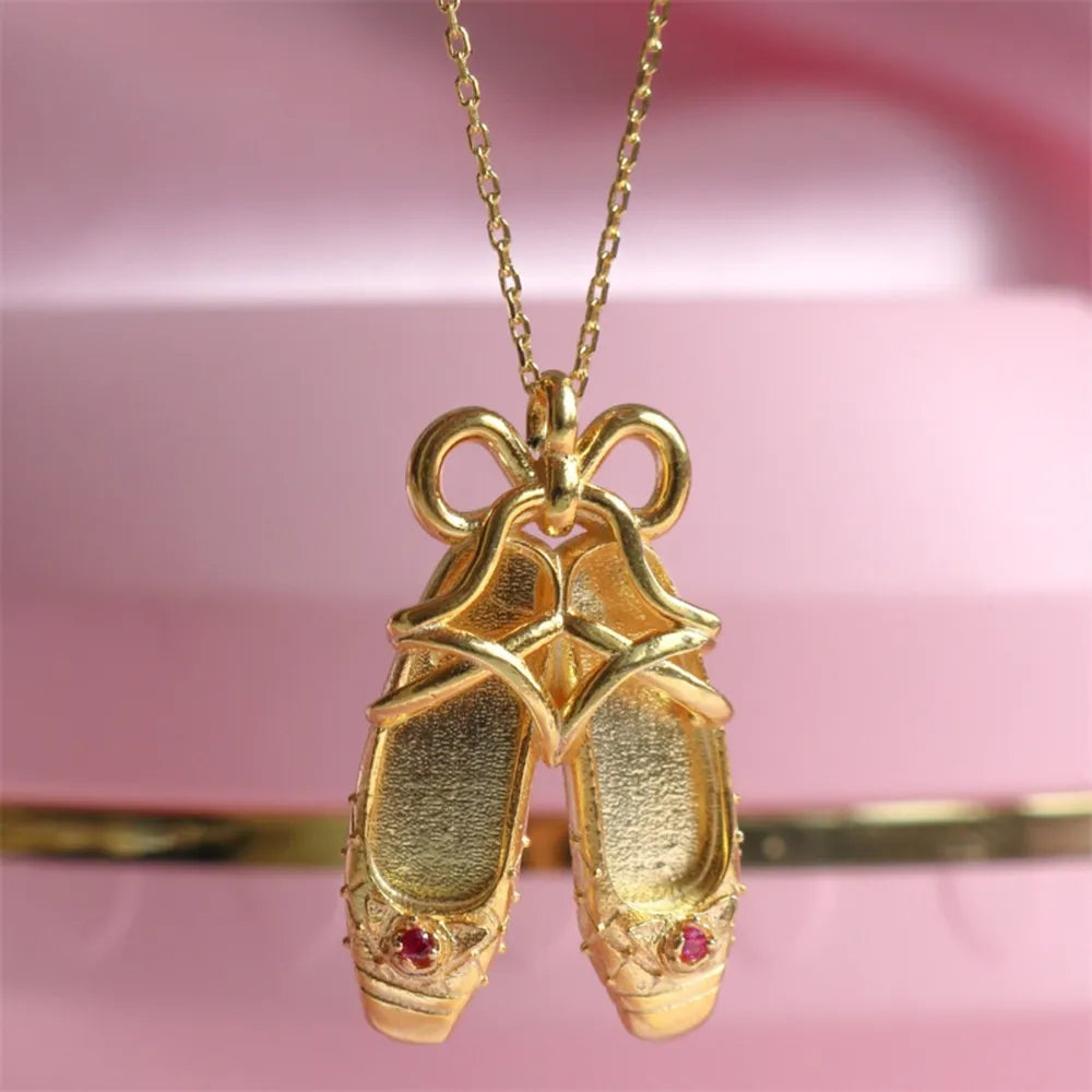 Copper Ballet Shoe Pendant Necklace Secondary image