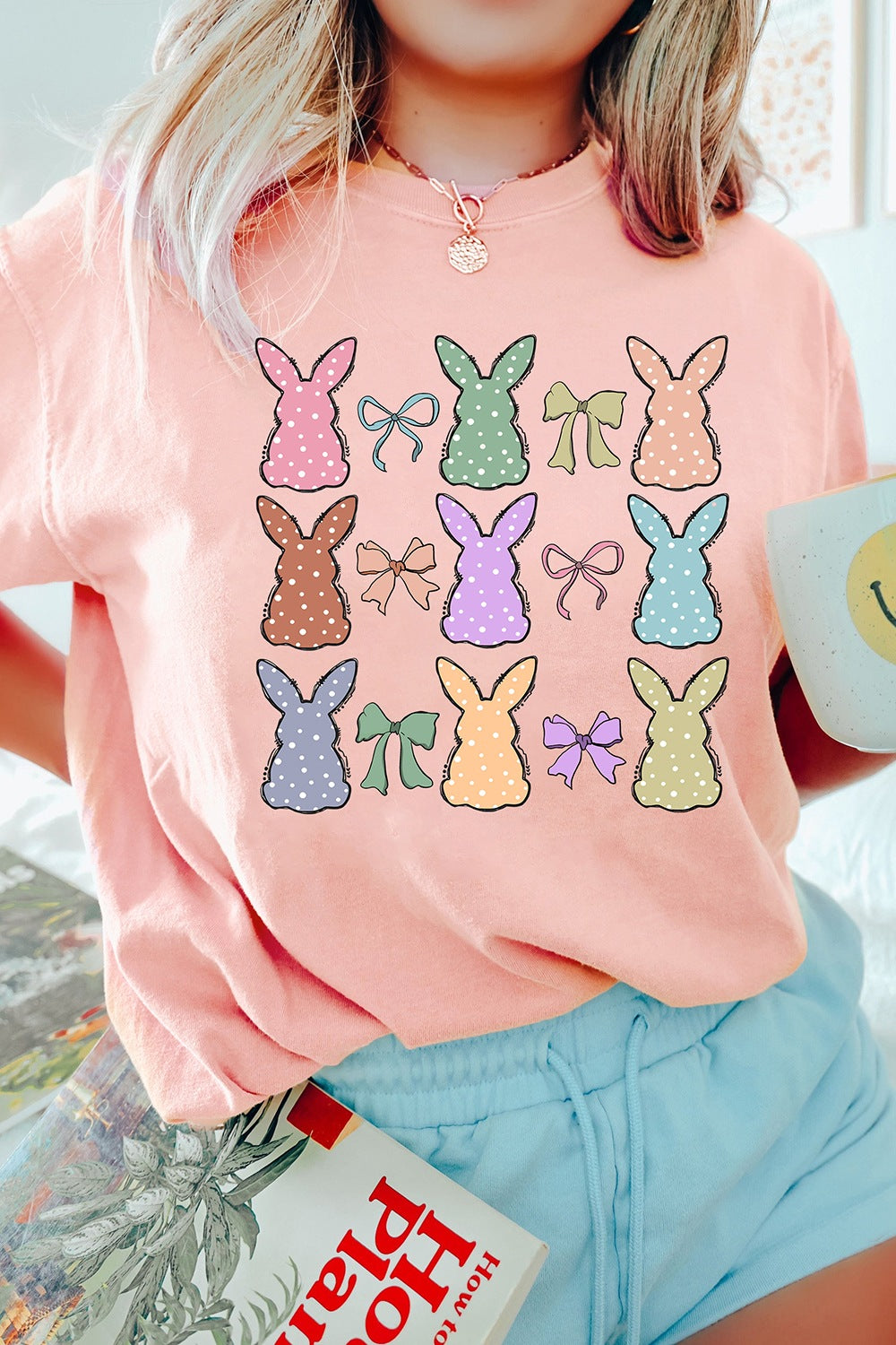 Dotty Bunny Bow Graphic Short Sleeve T-Shirt