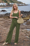 Hollow Out Round Neck Top and Pants Sweater Cover Up Set - felvior