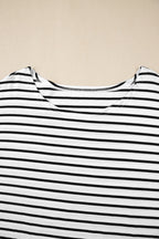 Stripe Half Sleeve Scoop Neck Top
