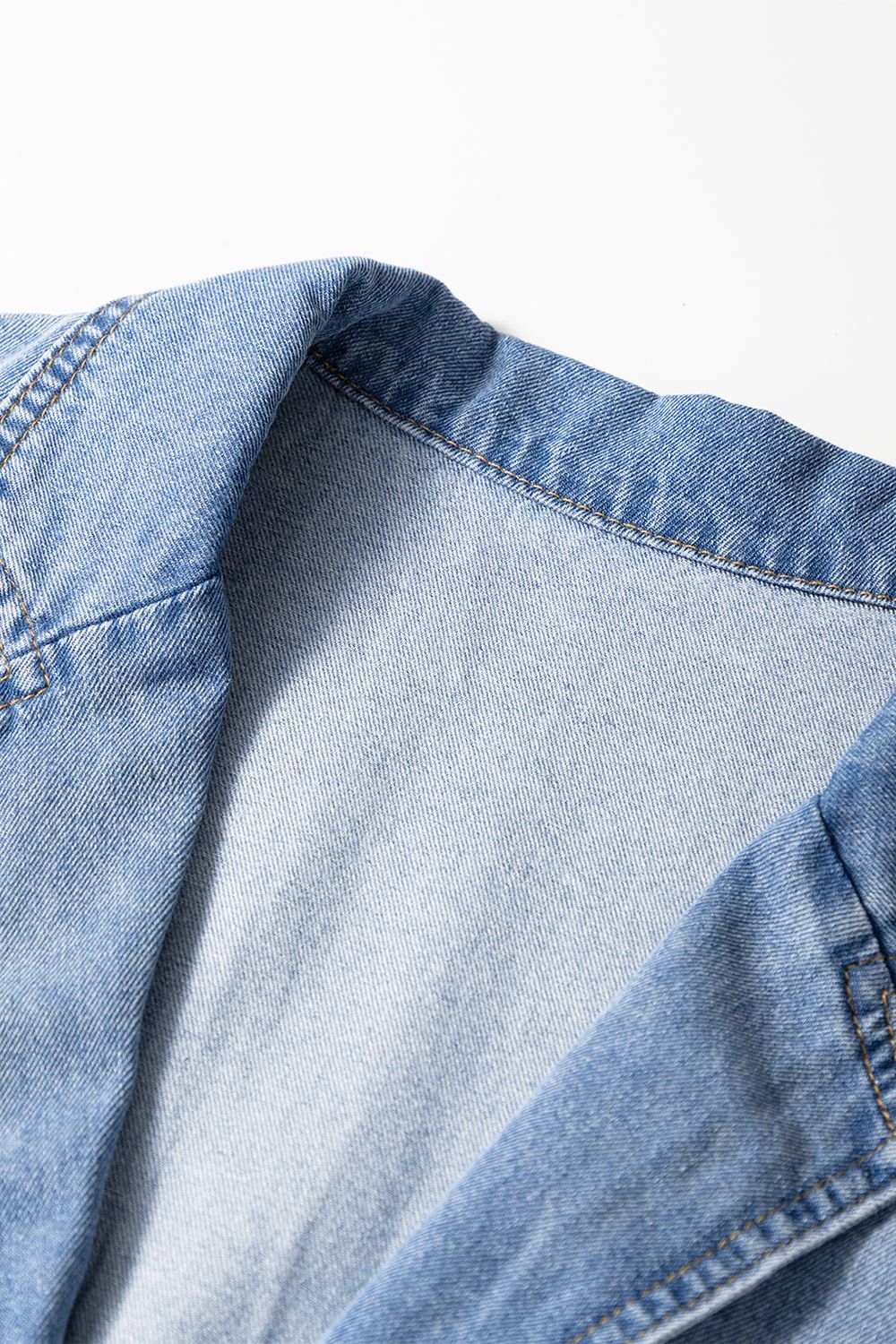 Lapel Collar Peplum Denim Top - felvior