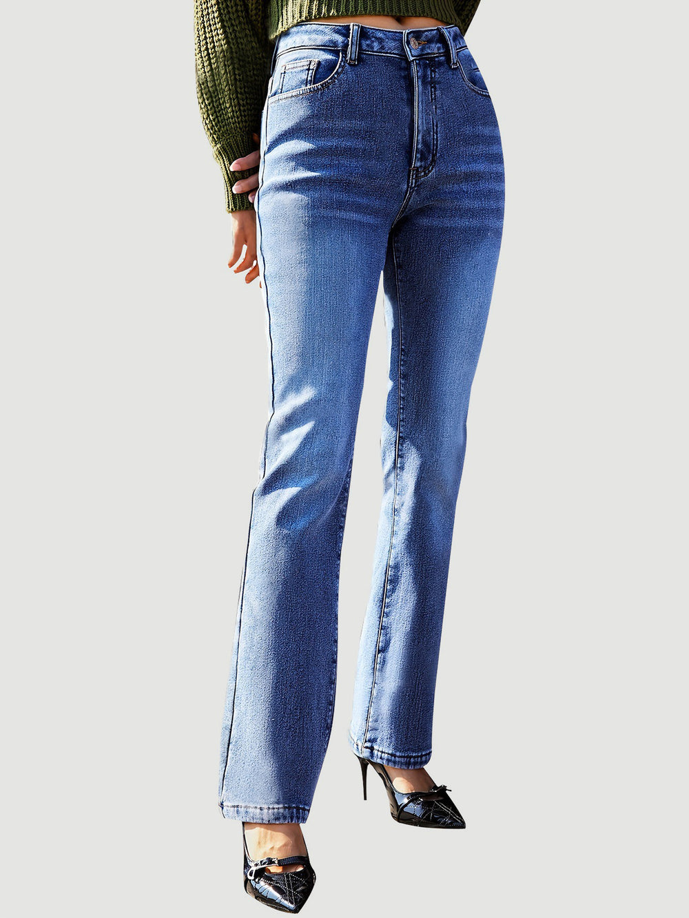 Straight Leg Jeans with Pockets - felvior
