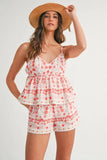 MABLE Floral Printed Peplum Top and Shorts Set - felvior