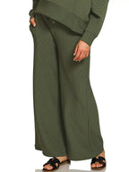 Zenana Ribbed Round Neck Pullover and Drawstring Pants Set