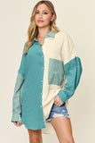 Double Take Full Size Pocketed Texture Button Up Shirt - felvior