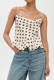 Crisscross Ruffled Hem Polka Dot Cami - felvior