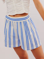 Striped Elastic Waist Shorts